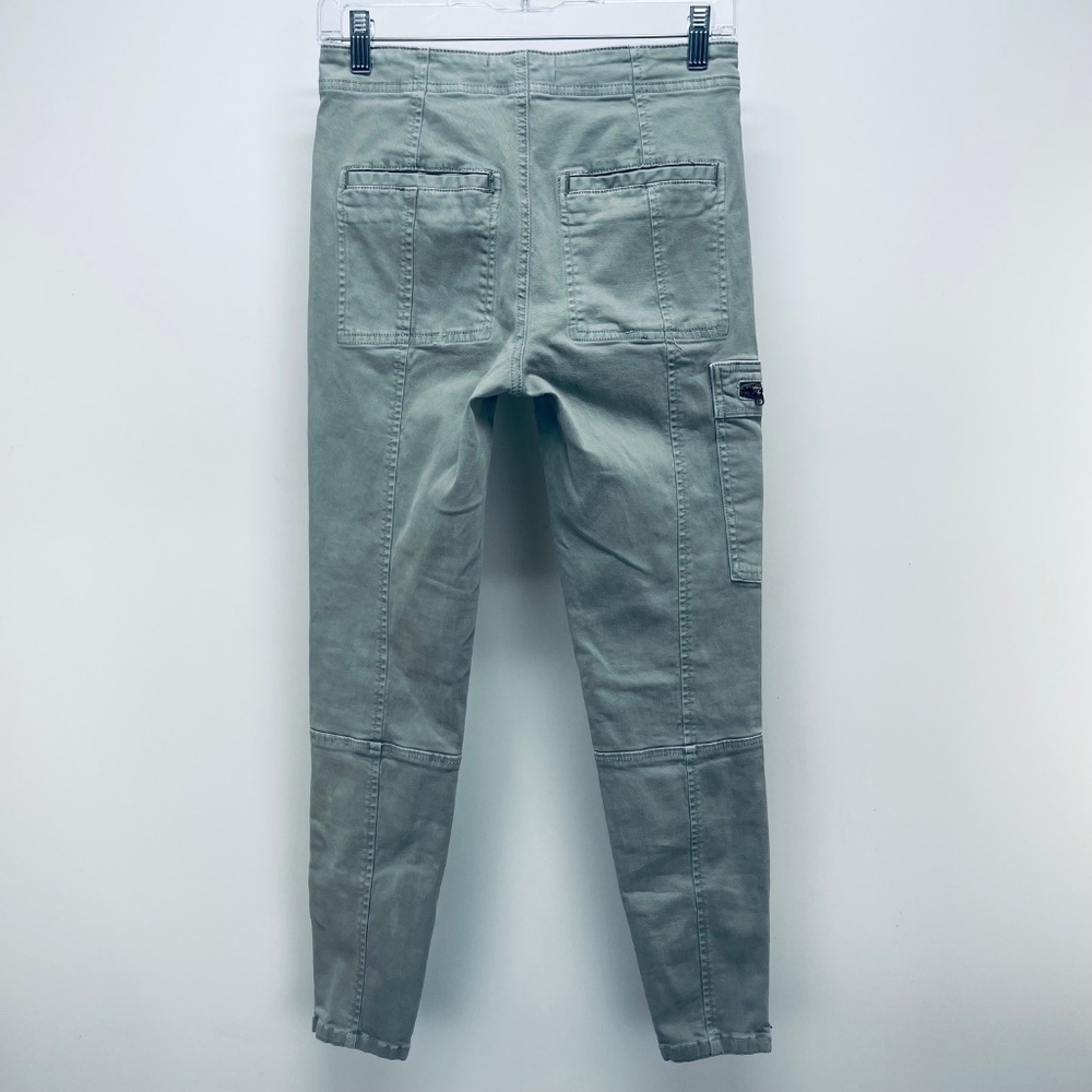 Anthropologie Pants Sz 27 Women’s Moto Utility Trouser Skinny Sage Green - Picture 13 of 13